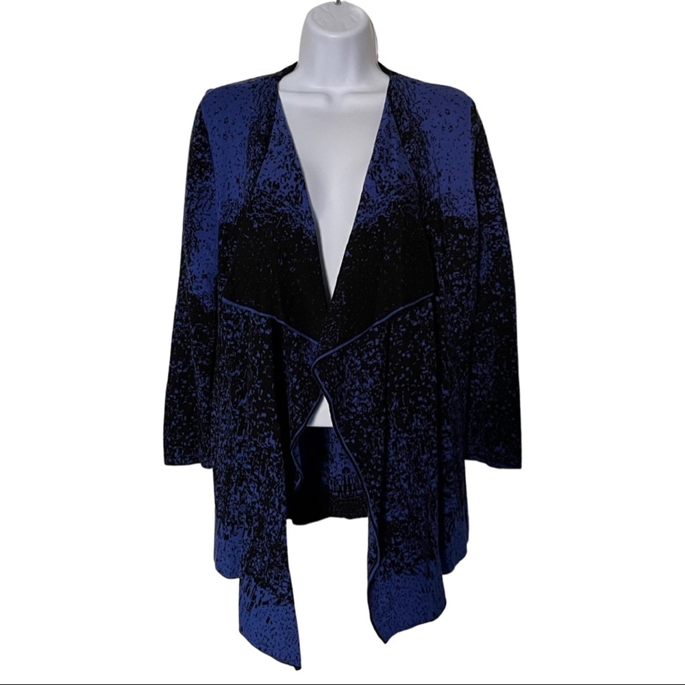 Kasper Blue And Black Cardigan Sweater